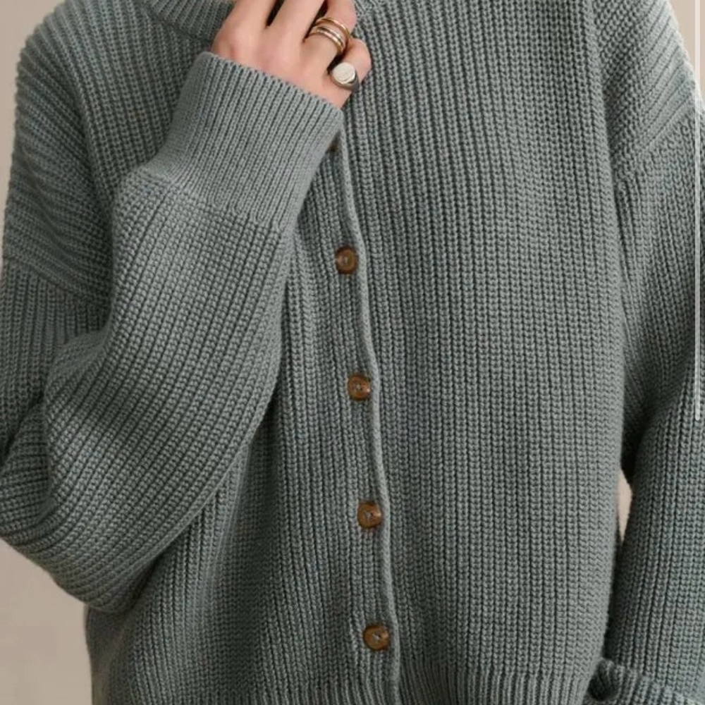 Jenny Kayne Cotton Hayes Crewneck Cardigan Sweater